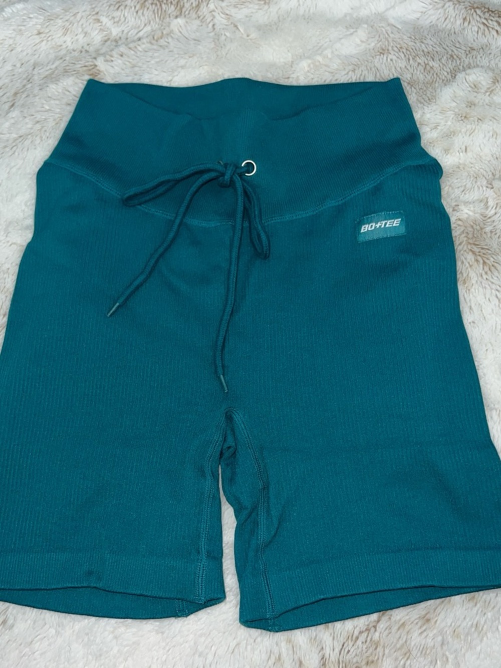 Bo+Tee Teal High-Waist Athletic Bike Shorts